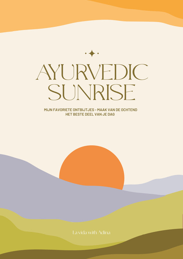 Cover of the Ayurvedic Sunrise e-book (Dutch), a guide to a peaceful Ayurvedic morning